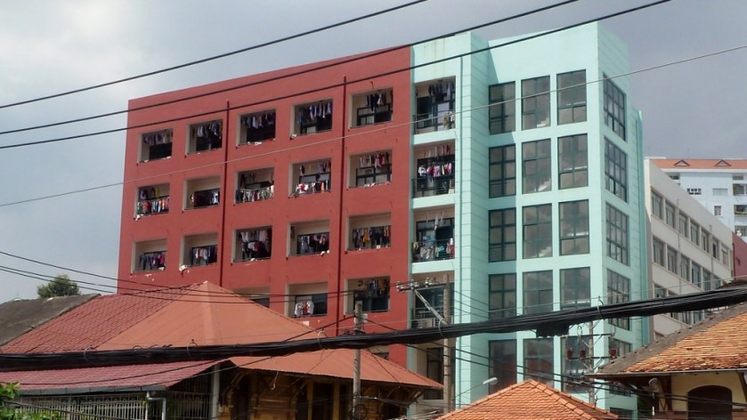 Laundry out to dry in downtown Saigon, Vietnam.