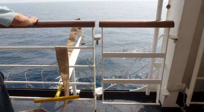 razor wire and a water cannon