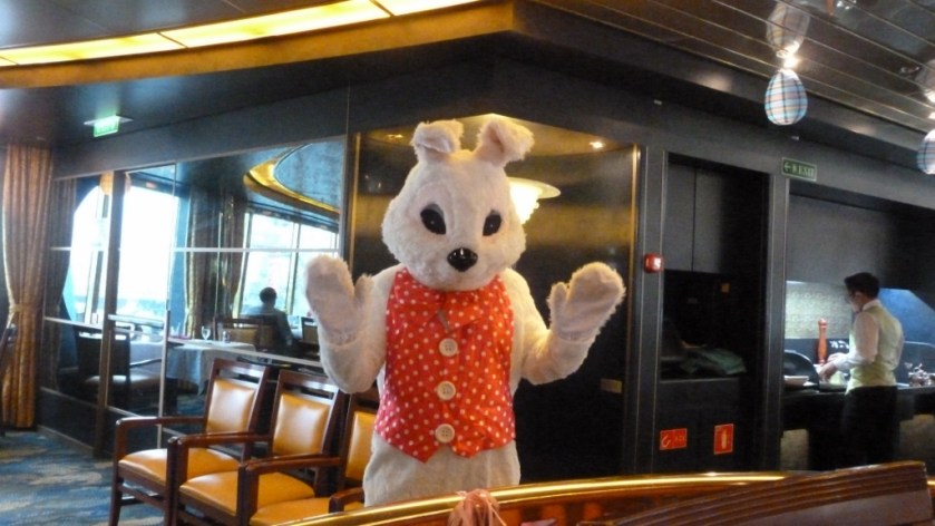 We were in Casablanca on Easter Sunday.  The Easter bunny joined us for dinner.