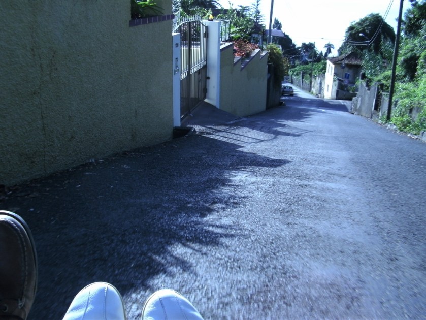 Those are our feet as we descend!  Note the car ahead of us!