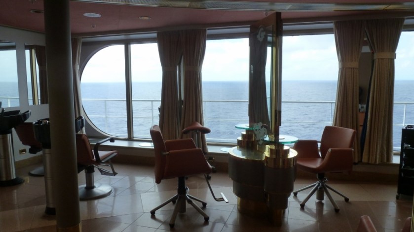 Having your hair done comes with a great view!