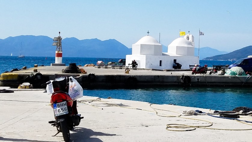 Chapel of Agios Nikolaos on the dock in Aegina, Greece