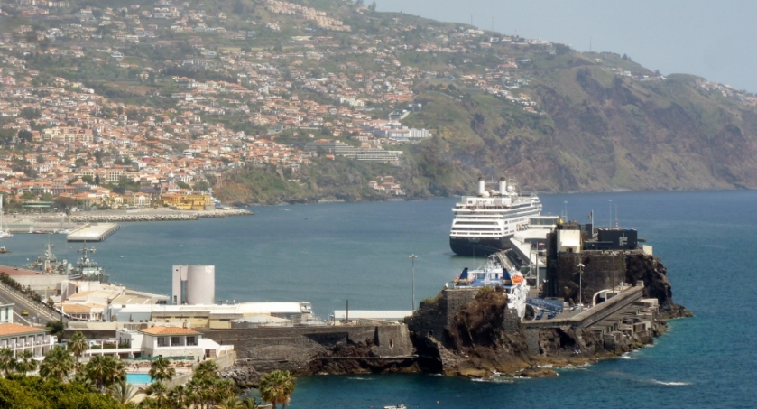 Our ship as seen from the terrace of Reid's Hotel while we enjoyed high tea.