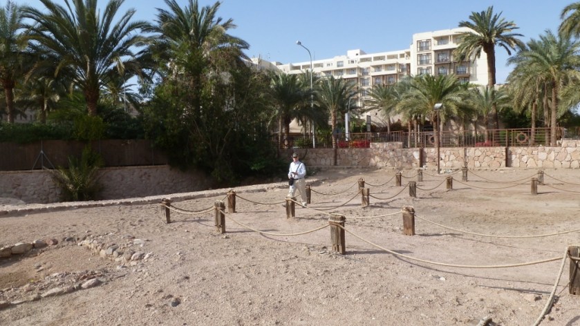 Rog examining ancient city of Ayla under excavation in Aqaba, Jordan