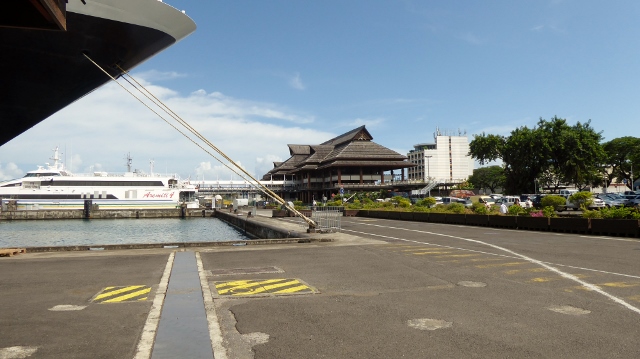 The ferry terminal is right next to the dock.  Just a short walk away.