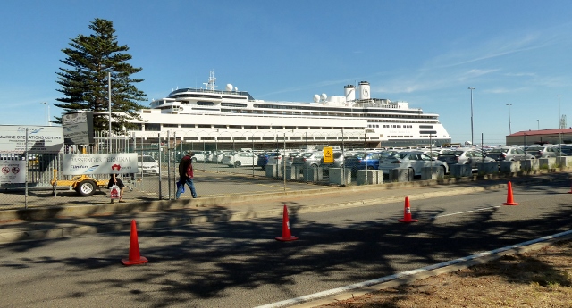 The MS Amsterdam docked in Outer Harbour.
