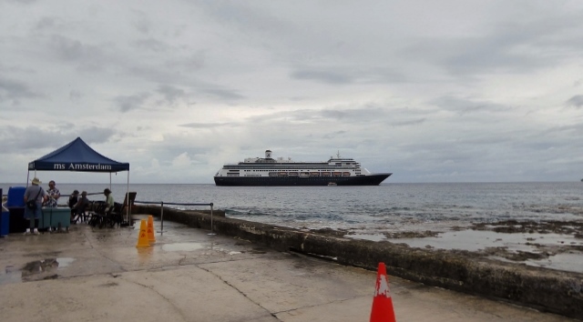 The MS Amsterdam at anchor in Alofi, Niue.