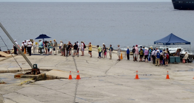 Lining up to return to the ship.  Another port day comes to an end.