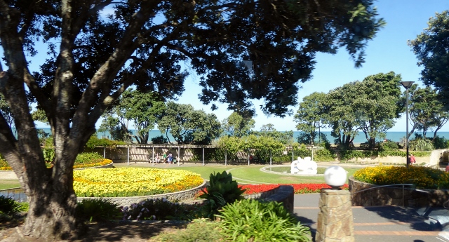 The sunken gardens along Marine Parade.