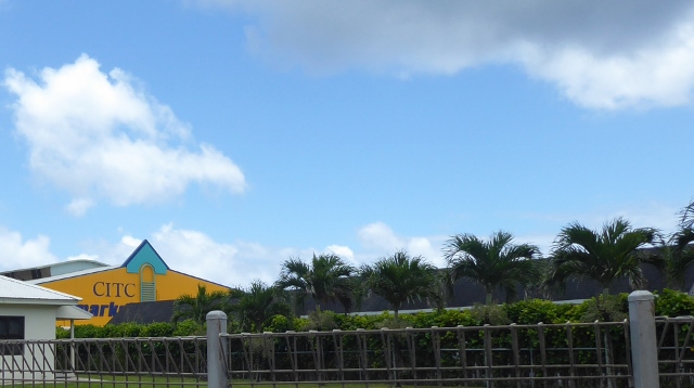 The supermarket is to the right of the tender dock.