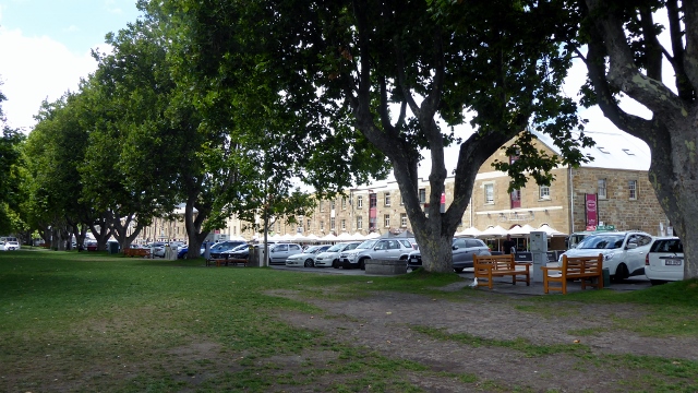 Walking toward Salamanca Market.