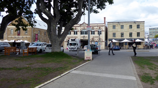 Walking toward Salamanca Market.