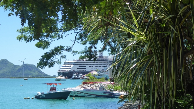 The MS Amsterdam as seen from Victoria.