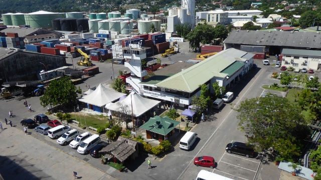 A craft market was set up on the dock.