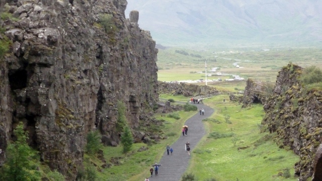 Walking along the rift trail.