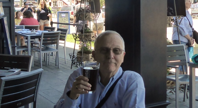 Enjoying the local brew!