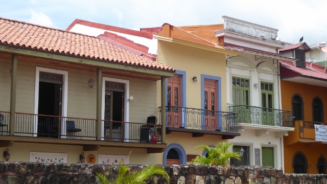 Colorful old Panama with the extremely picturesque balconies.
