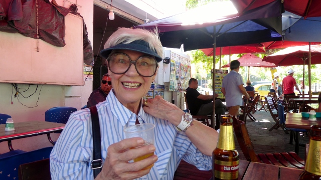 Enjoying the afternoon libation.