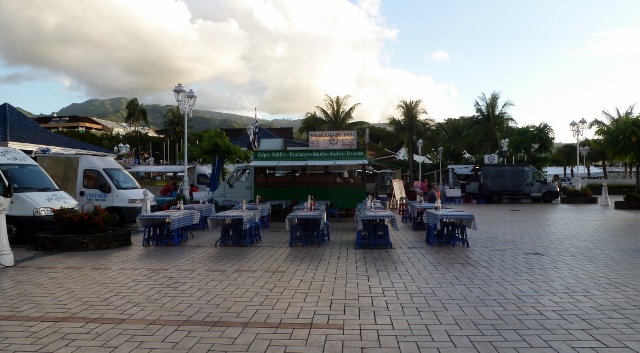 Food trucks line up on Saturday night!  (2016 photo)