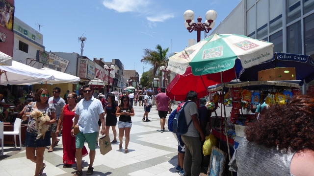 The Pedestrian shopping street, Avenida de 21 Mayo.