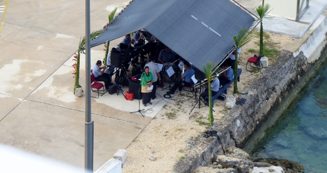 We are greeted with a concert performed by the island Band.