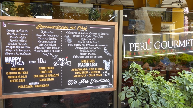 We stopped for a drink at The Peru Gourmet Restaurant.