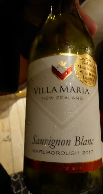 The first wine was Villa Maria Sauvignon Blanc from the Marlborough area.