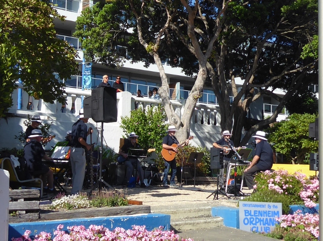 We were greeted by a local band