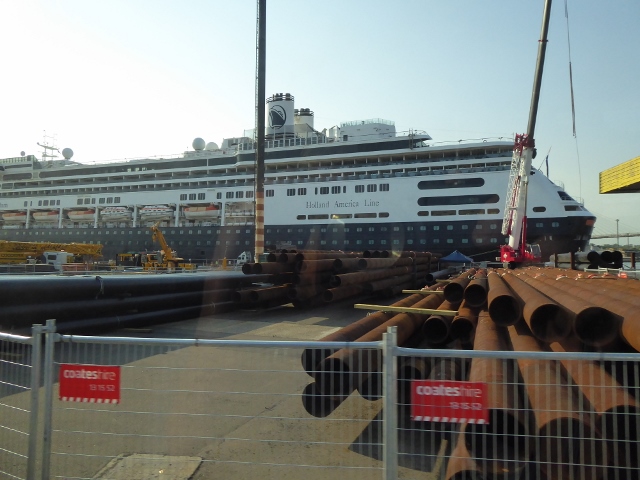Finally, aboard the shuttle, we depart the dock on our way to the city.
