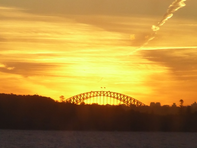 Our final view of Sydney way of the Harbor Bidge at Sunset.