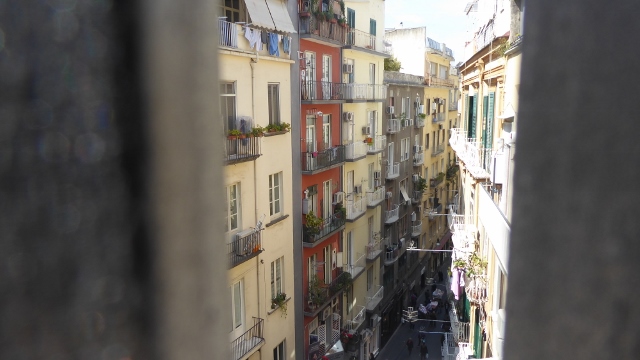 Looking down on Via Chiaia from the Ponte di Chiiaia.