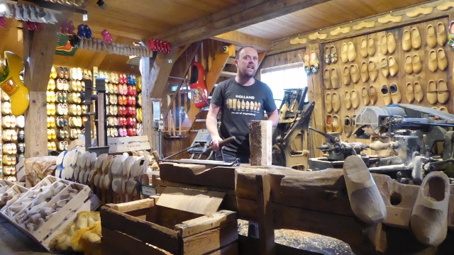 We saw how wooden shoes were once made by hand.